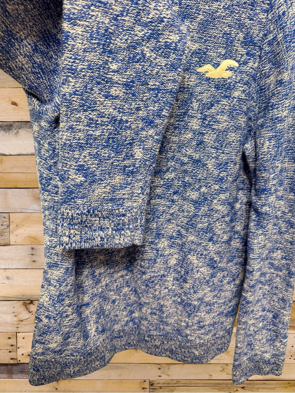 Hollister Blue White Marled Crewneck Logo Knit Sweater Preppy Resort Size XL - Picture 4 of 6